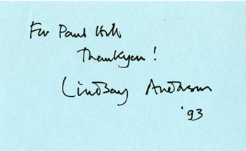 Lindsay Anderson autograph