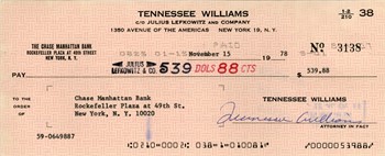 Tennessee Williams autograph